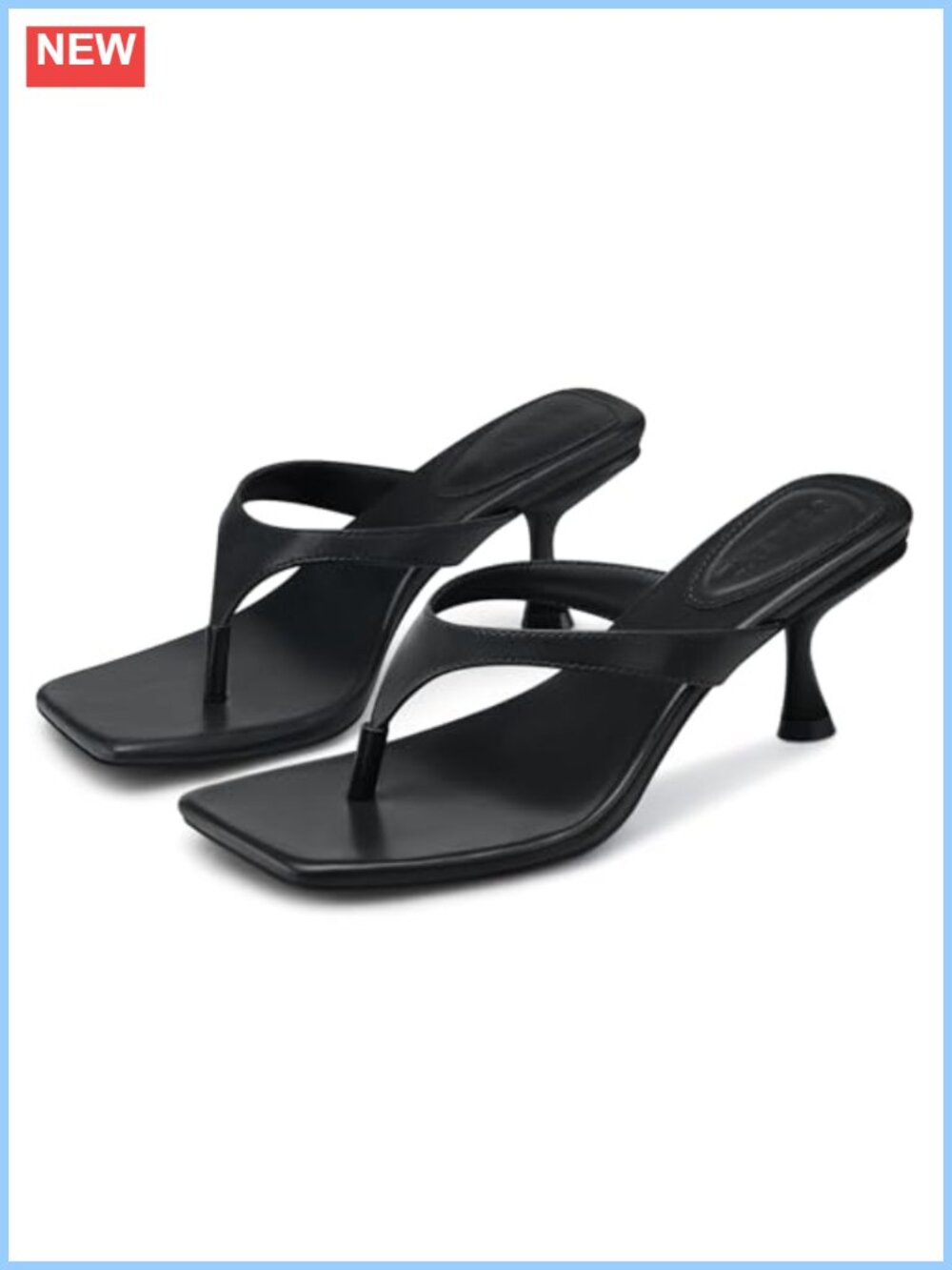 Kitten Heel Sandals 2.5 Inch Heeled Flip Flop Square Toe Thong